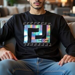 Holographic Rhinestone Logo Long Sleeve Tee